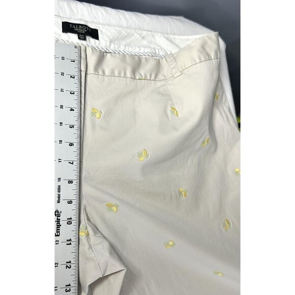 Talbots Pants Womens 18W Beige Lemon Embroidered Chino Ankle Cropped Heritage - Picture 12 of 15